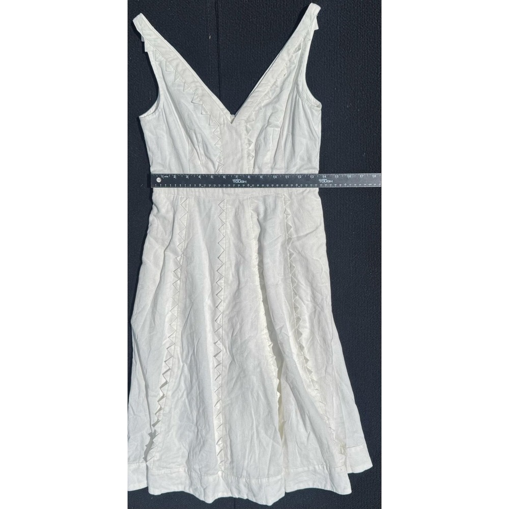 Anthropologie White Textured Jacquard Fit & Flare V-Neck Dress NWT Size 4 $168 - Picture 12 of 13